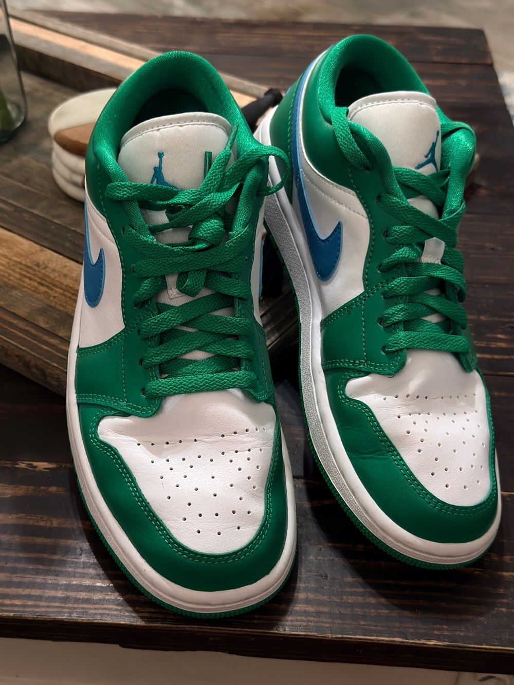 Nike Green White Blue Low-Top Athletic Sneakers